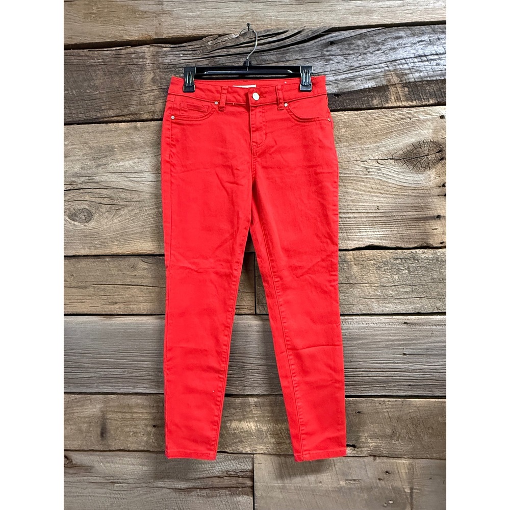 d.jeans Womens Red Skinny Jeans Size 4 Stretch Denim Five Pocket Slim Fit